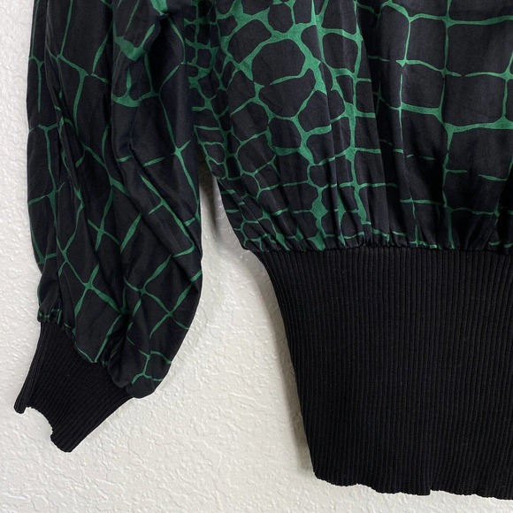 Valentino Black and Green Croc Print Blouse - Picture 8 of 8